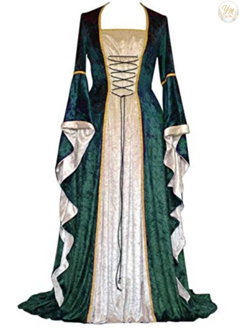 Womens Renaissance Medieval Costume Dress Lace Up Long Gown Cosplay